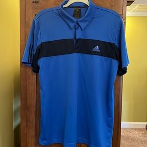 Adidas tennis climalite polo. Size Lg. Royal blue with navy blue stripe.